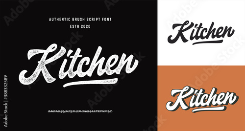 Original Brush Script Font "Kitchen ". Retro Typeface. Vector Illustration.