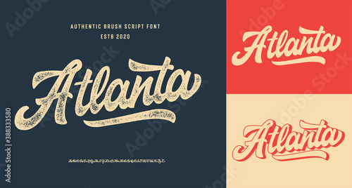 Original Brush Script Font "Atlanta ". Retro Typeface. Vector Illustration.