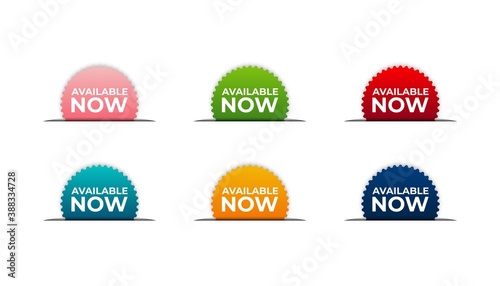Available now set badge template.