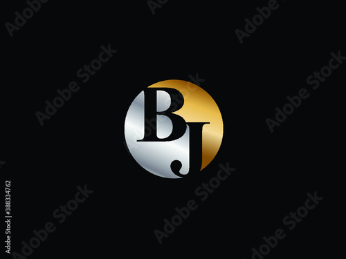 BJ circle Shape Letter logo Design.