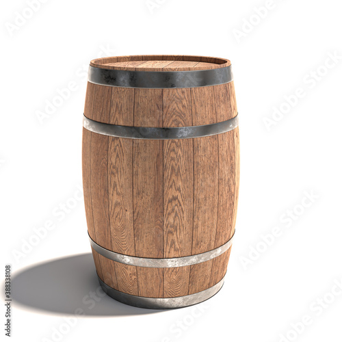wooden barrels for aging wine on a white background.