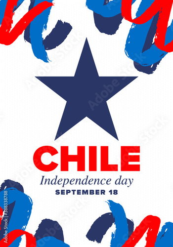 Chile Independence Day. Happy national holiday Fiestas Patrias. Freedom day. Celebrate annual in September 18. Chile flag. Patriotic chilean design. Poster, card, banner, template, background. Vector