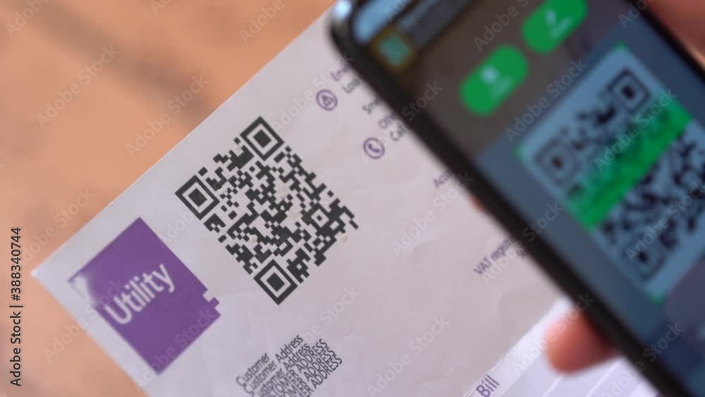 QR code payment is a touchless payment method where payment is performed by scanning a QR code from a mobile app. Utility bill online invoice. Contactless payments during of social distancing period