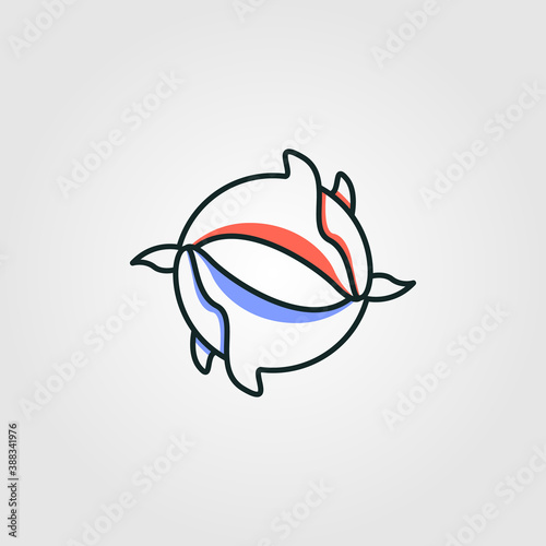 yin yang animal whale symbol vector illustration design