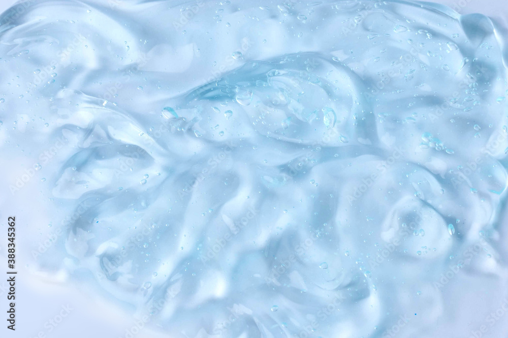 A sample of a cosmetic product. Hyaluronic acid gel. Textured background with oxygen bubbles. Cream gel cosmetic lubricant .