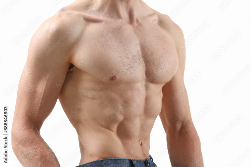 Strong men's press thanks to diet and constant training Strong men's press thanks to diet and constant training