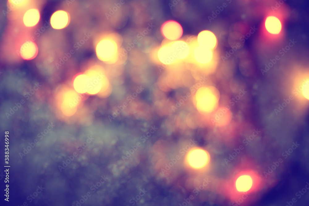 Fototapeta premium Abstract Blurry Background Bokeh. Red Golden Christmas Lights Background With Boke
