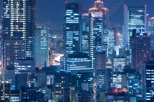 大阪の街並、北区方面の夜景