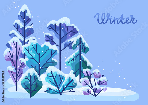 Winter background with trees.