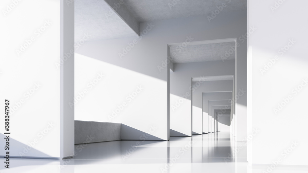 Abstract White Architecture Background. Bright clean interior. Empty open plan interior. 3d illustration Abstract White Architecture Background. Bright clean interior. Empty open plan interior. 3d illustration