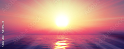 sunset sea sun ray clear sky. 3d rendering © aleksandar nakovski