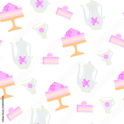 seamless pattern with cake on the white background