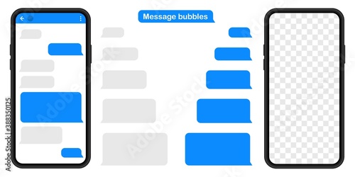 Message bubbles. SmartPhone chatting sms template bubbles. Social media design concept.Sms template bubbles for compose dialogues. Vector design template of message bubbles.Vector illustration.