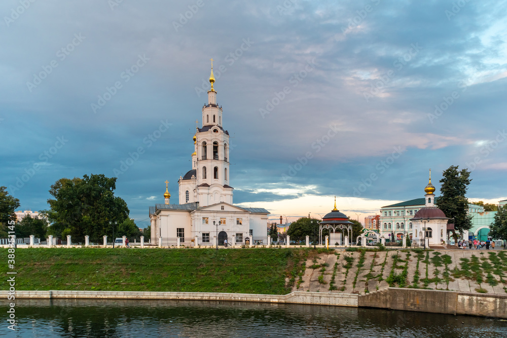 Russia, City of Orel, view of Epiphany Cathedral on the bank of Orlik river