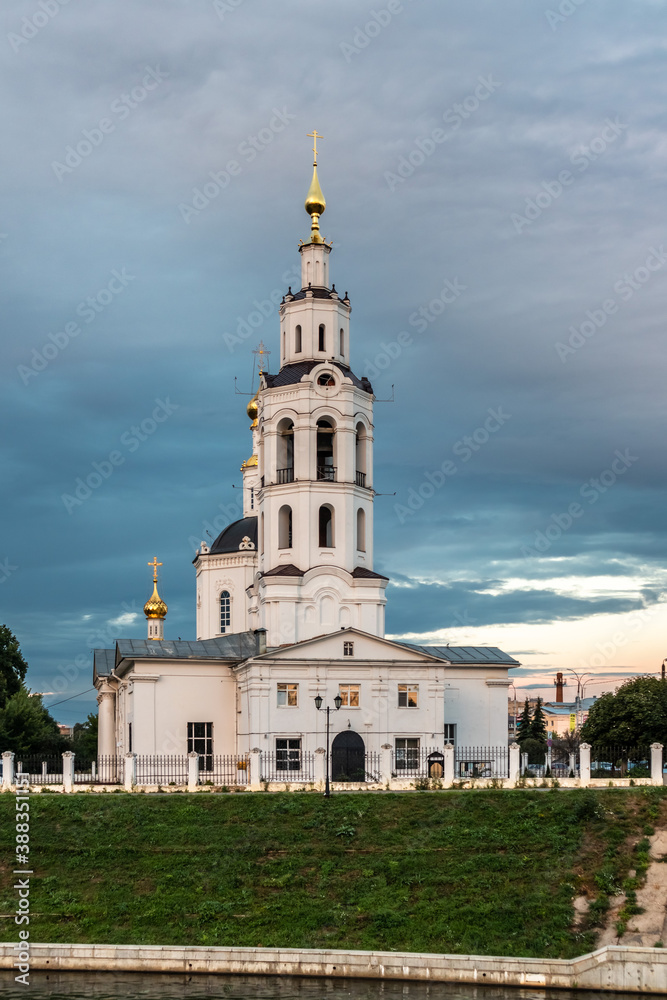 Russia, City of Orel, view of Epiphany Cathedral on the bank of Orlik river
