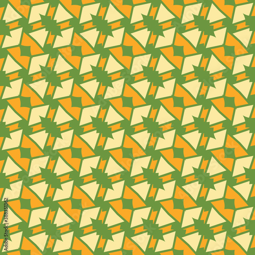 Vector seamless pattern texture background with geometric shapes  colored in green  yellow colors.
