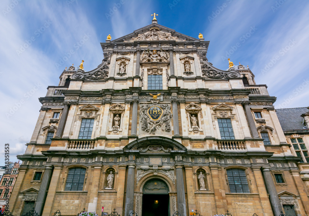 St. Charles Borromeo Church facade in Antwerp, Belgium.