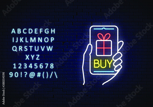 neon icon, Hygge, buying a gift online