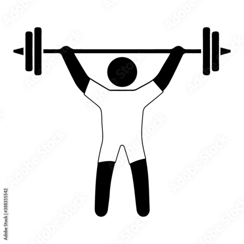 Athlete sports. Concept of the gym. Logo for the gyms and fitness clubs. Banner, poster, background. Black icon athlete and sports equipment on a white background.