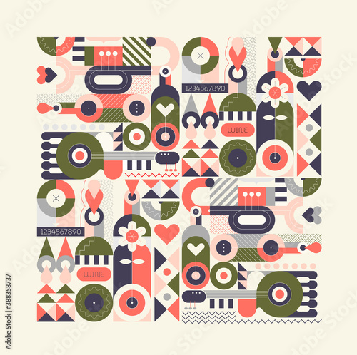 Wine and Music abstract vector design