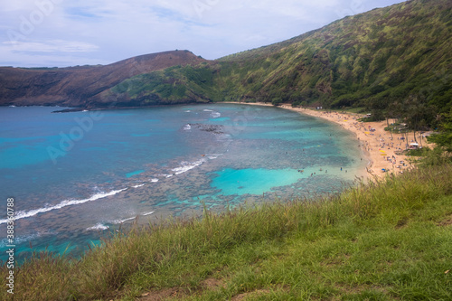 Beautiful water color of the Hanauma Bay in O'ahu, Hawaii