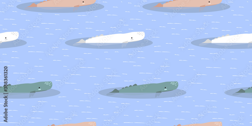 Whale seamless pattern, A cute colorful Sperm whale on a blue background. Whale seamless pattern, A cute colorful Sperm whale on a blue background.