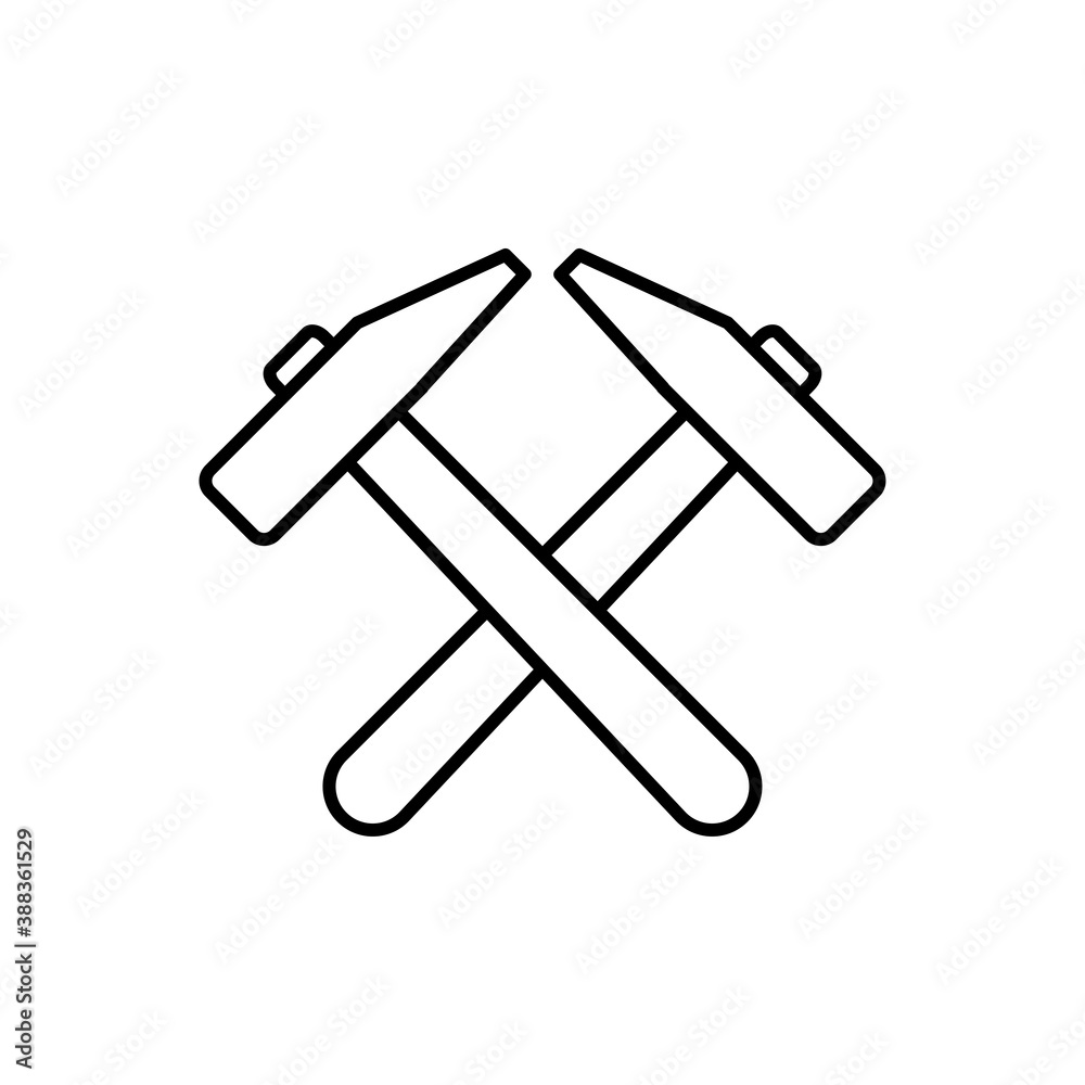 Cross Hammer line icon 