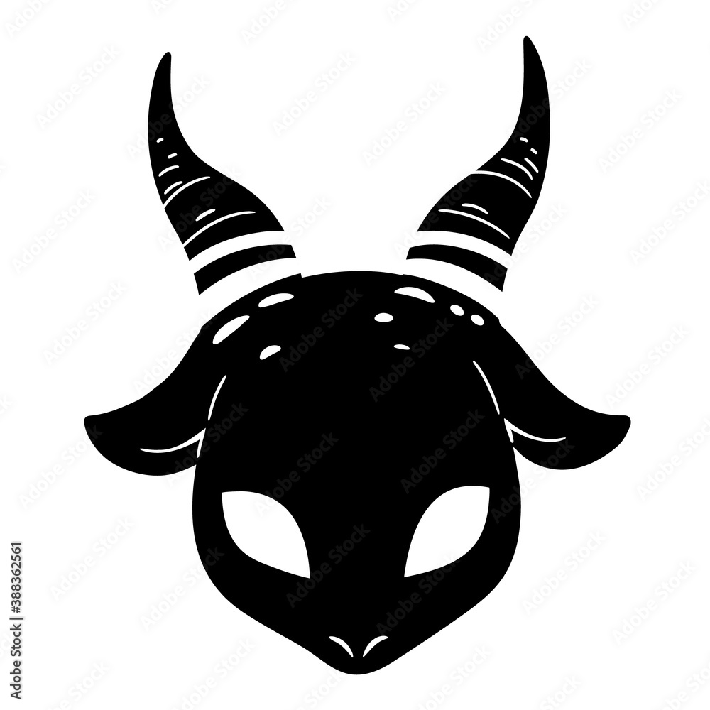 cartoon black head of goat Stock Vector | Adobe Stock