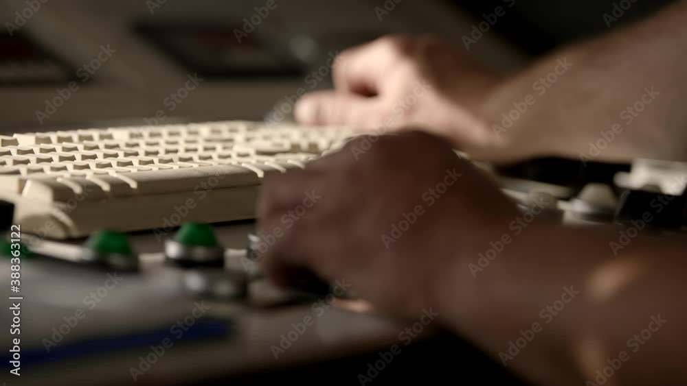 Close-Up Shot Of Industrial Worker's Hand Pushing Buttons At Factory Close-Up Shot Of Industrial Worker's Hand Pushing Buttons At Factory