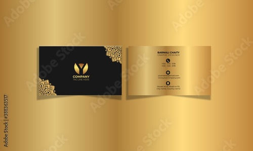  Luxury Mandala Golden & Black Corporate Business Card Design