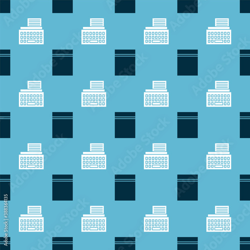 Set Plastic bag with ziplock and Retro typewriter on seamless pattern. Vector.