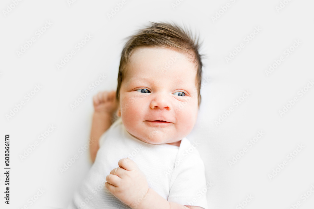 One month old baby boy in white One month old baby boy in white