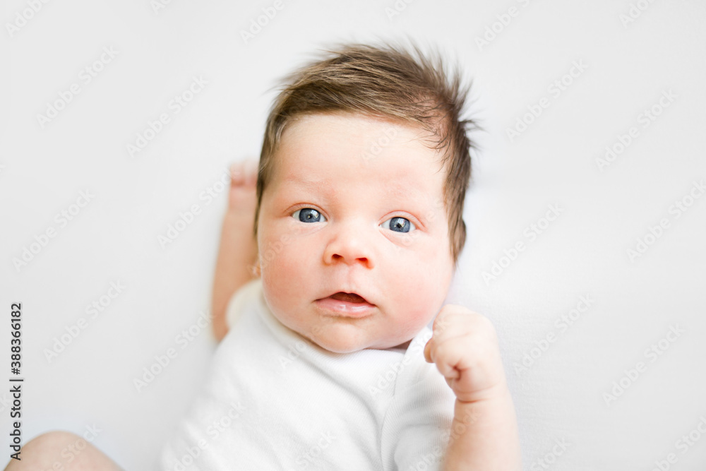 One month old baby boy in white One month old baby boy in white