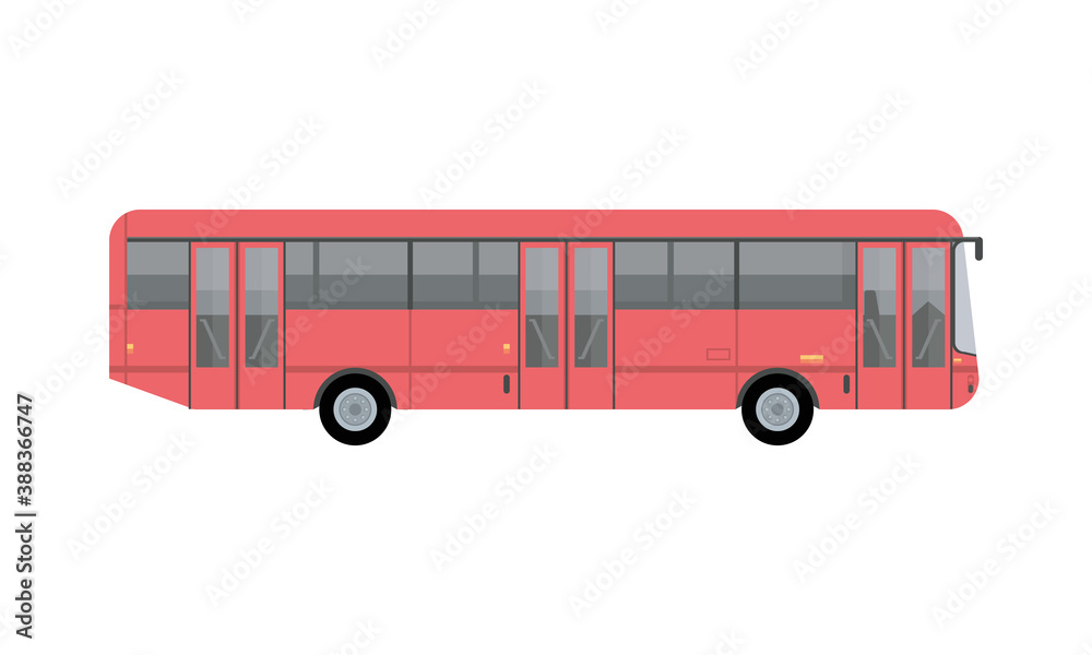 red bus public transport vehicle icon