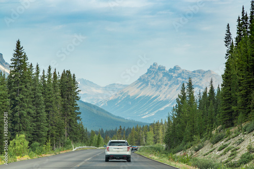 Cruising Up the Icefields Parkway, Banff, Canada in Summer Time