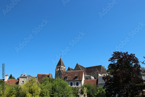 houses and roman our lady church in vierzon (france)