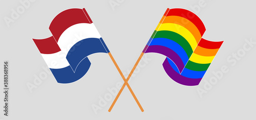 Crossed and waving flags of the Netherlands