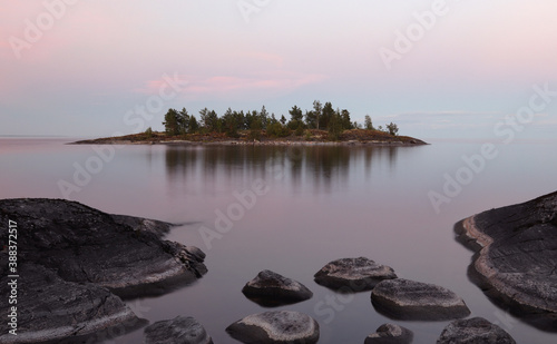 water landscape at sunset in summer