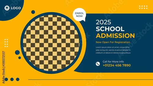 School admission web banner or social banner template