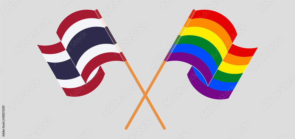 Crossed flags of Thailand and LGBTQ Crossed flags of Thailand and LGBTQ