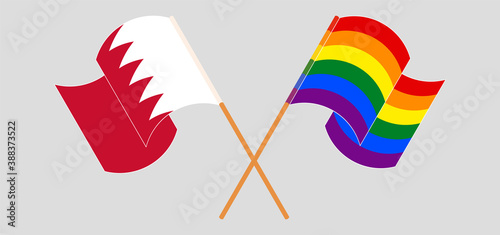 Crossed flags of Bahrain and LGBTQ