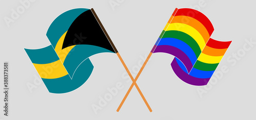Crossed flags of Bahamas and LGBTQ