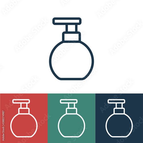 Linear vector icon with liquid soap in round jar