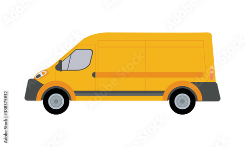yellow van vehicle transport isolated icon