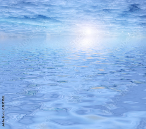 Light water and clouds. 3D rendering