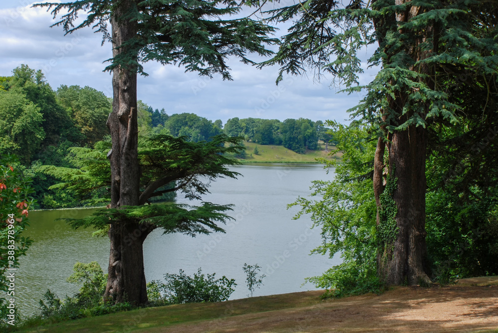 The lake in the grounds of Blenheim Palace near Woodstock, UK