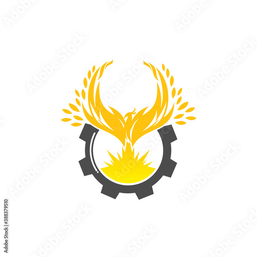 Vector logo, badge, symbol, icon template design with Phoenix Theme

