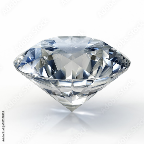 Picture of diamond, beautiful sparkling shining round shape emerald image with reflective surface. 3D render.