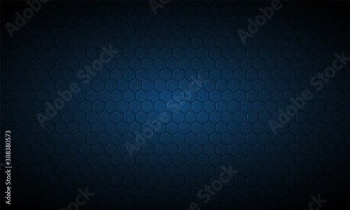 Dark blue hexagon carbon fiber textured background. Navy blue honeycomb metal texture steel background. Web design template vector illustration EPS 10.