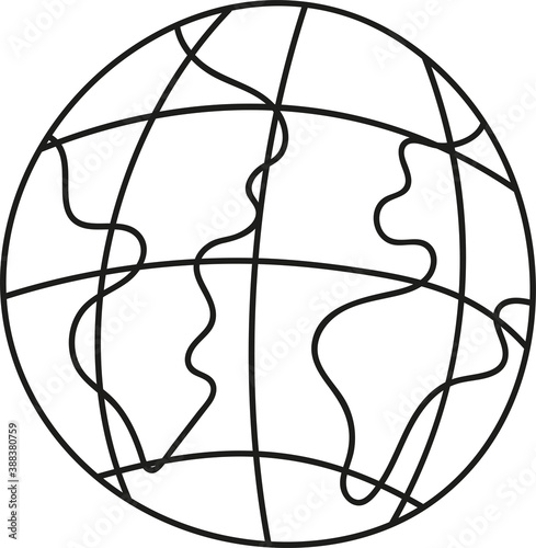 planet earth with meridians in doodle style